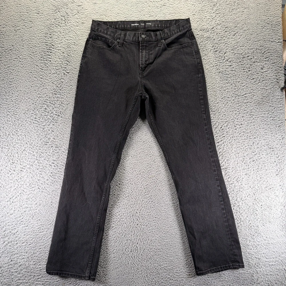 Old Navy Built-In Flex Jeans‎ Mens 34x32 Black Cotton Denim Straight Leg Stretch